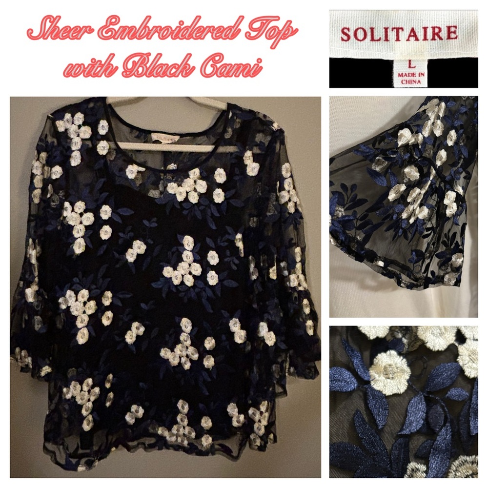 Solitaire Floral Sheer Blouse with Cami
